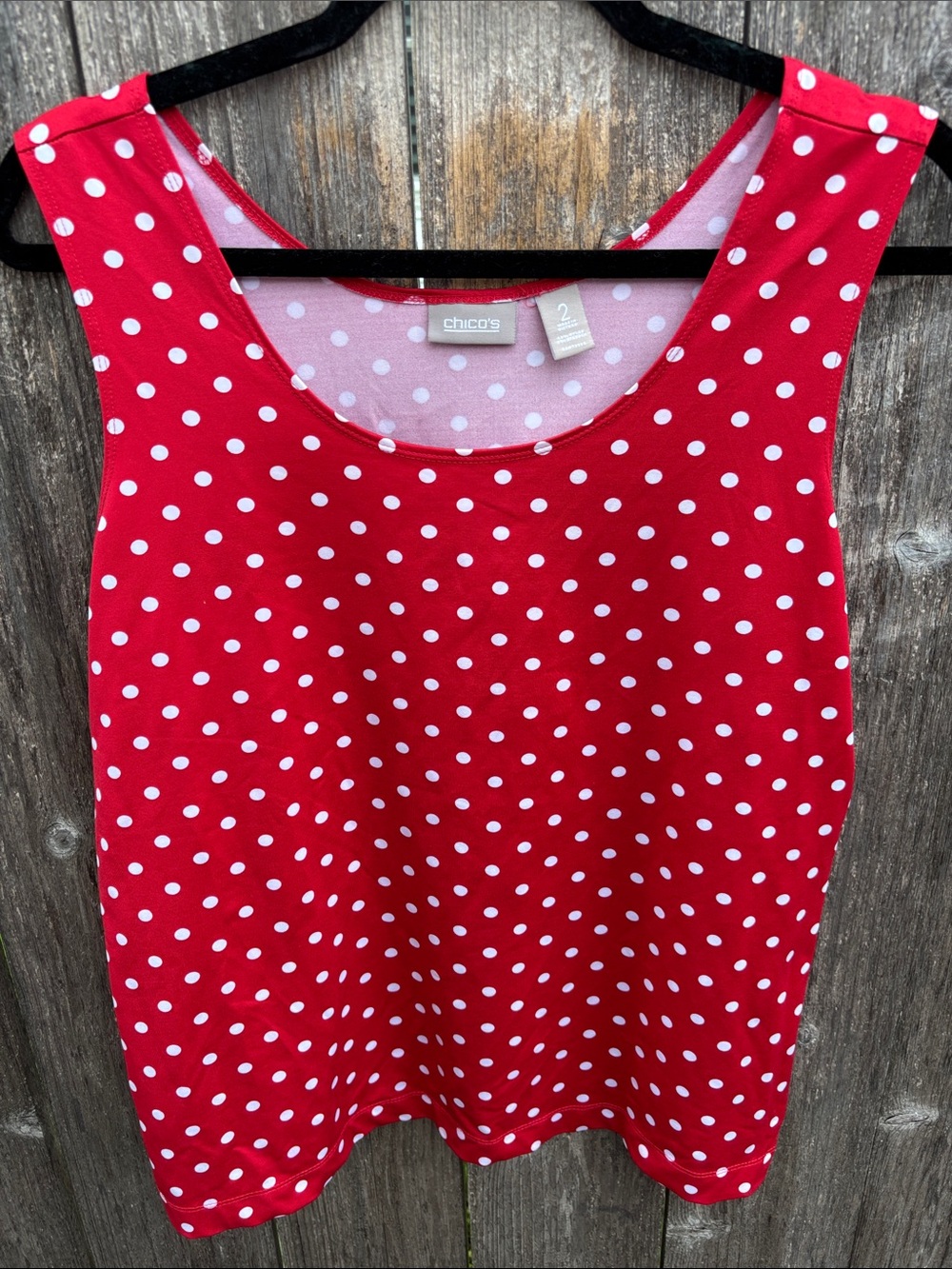 Chico's Red and White Polka Dot Sleeveless stretchy Tank Top